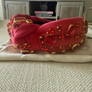 Lele Sadoughi Rectangle Crystal Velvet Knotted Headband - Birthstone Collection